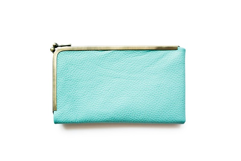 Long wallet,Wallet, Frame Purse /L design cell/Tiffany Blue - Wallets - Genuine Leather Blue