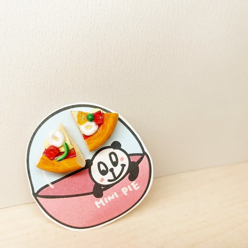 Summary PIZZA earring set (two sets) (can be changed to Clip-On) - ต่างหู - ดินเหนียว หลากหลายสี