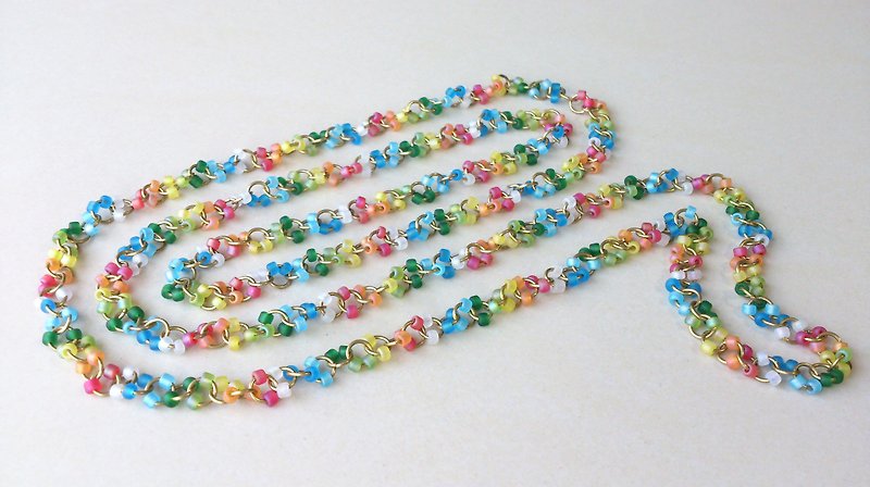 Retro small cherry series rainbow jewelry box ~ ~ Japan matte Bronze bead long chain - สร้อยคอ - วัสดุอื่นๆ หลากหลายสี