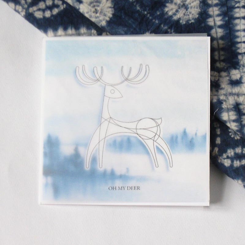 聖誕節-DIY塗色聖誕卡-小鹿 OH MY DEER 樹林背景 - 心意卡/卡片 - 紙 綠色