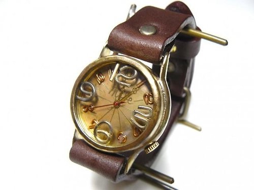 手作り時計 渡辺工房 Hand Craft Watch "Watanabe-KOBO" On Time-B 手作り時計 HandCraftWatch Men'sBrass32mm フローティングインデック (214B 焼/BR)
