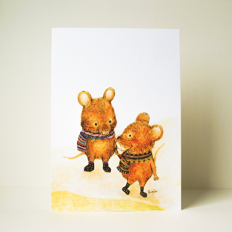 Postcard Slow ripening alpine voles in the forest of endemic Taiwanese holding hands - Cards & Postcards - Paper Orange
