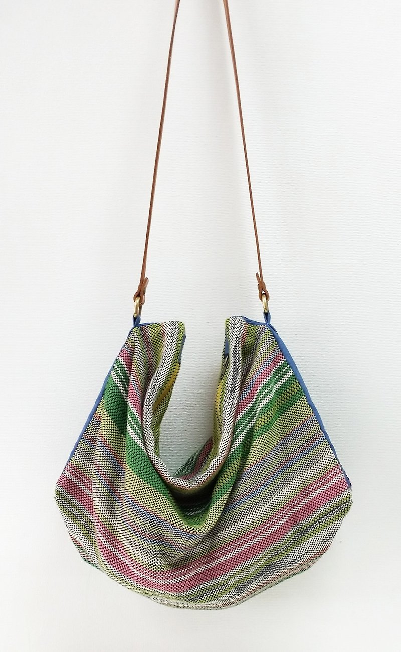 Handwoven Fabric Shoulder Bag - Green series - Messenger Bags & Sling Bags - Cotton & Hemp Multicolor