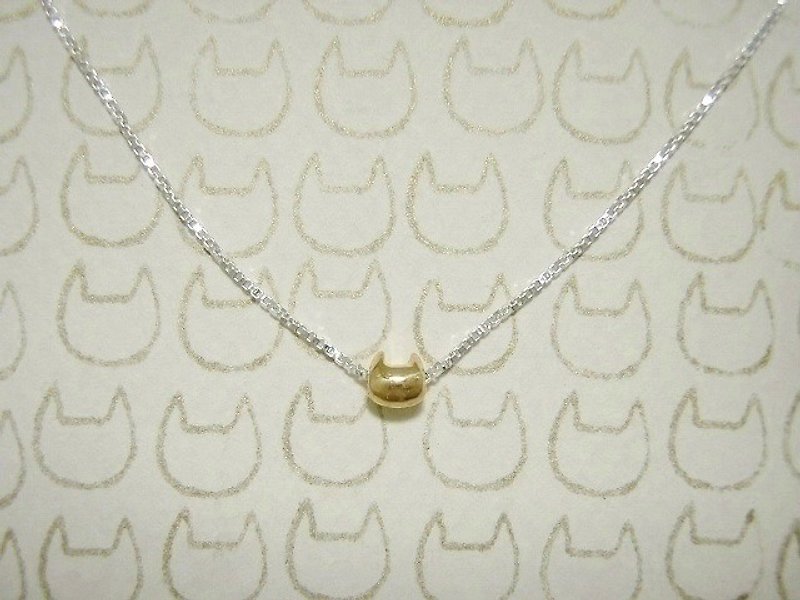 miaow icon necklace K18GP ( cat gold plated silver necklace 貓 猫 颈链 镀金物 銀 ) - สร้อยคอ - โลหะ สีเทา