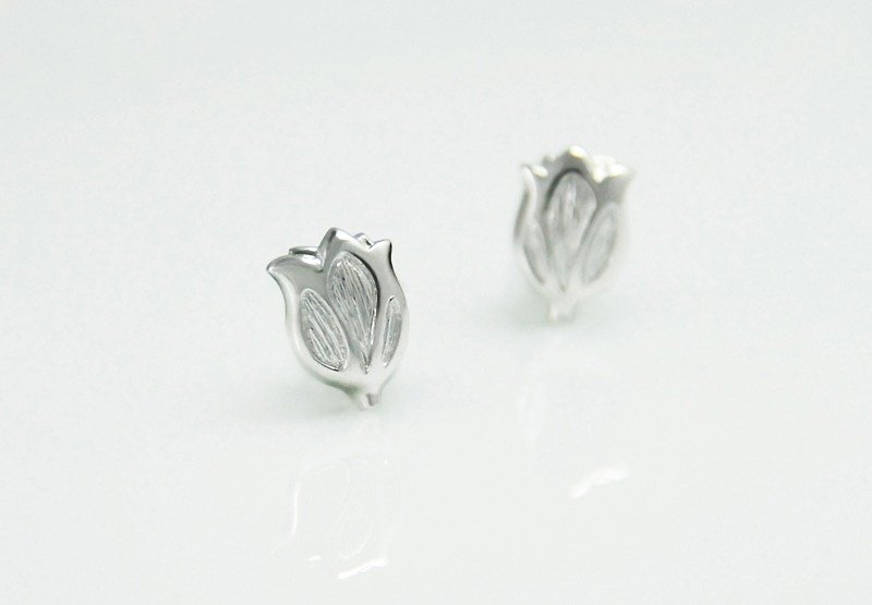 Tulip Earrings-White Gold - Earrings & Clip-ons - Silver Silver