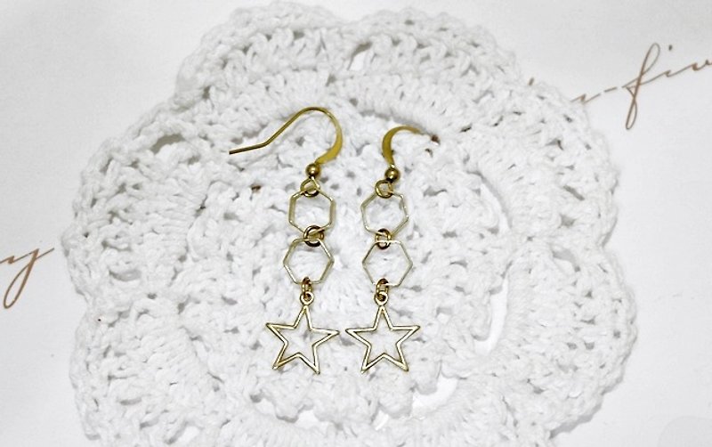 Pure Bronze<universe line space> - hook earrings - Earrings & Clip-ons - Other Metals Gold
