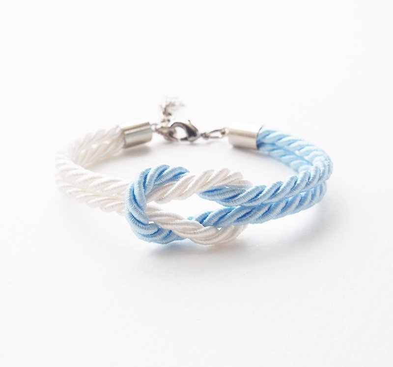 White and blue marine bracelet - tie the knot bracelet - สร้อยข้อมือ - วัสดุอื่นๆ ขาว