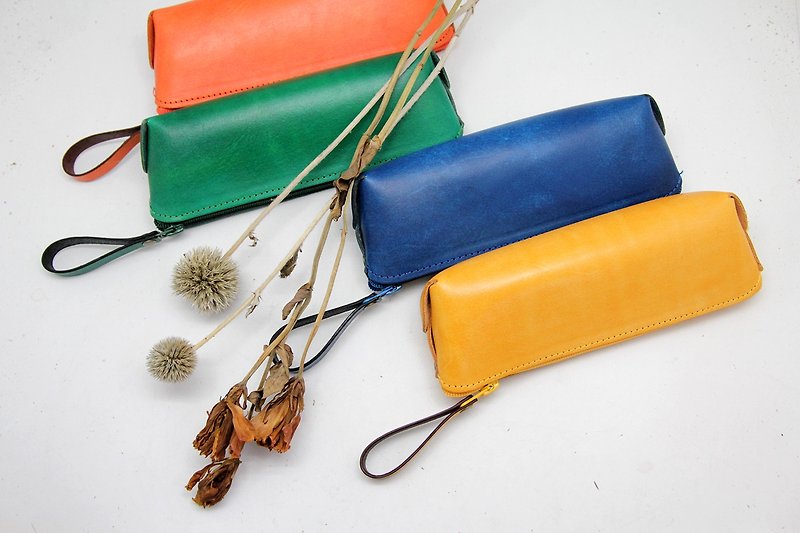 Leather Triangle Storage bag - Small / Pencil / Cosmetic / admission package - Pencil Cases - Genuine Leather 