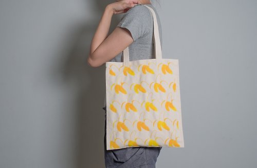 Kaasan 手繪手印 胚布提袋【香蕉】單面/雙面 手提/肩背