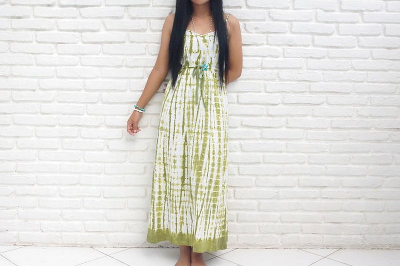 Slab cotton tie dye dress <Green> - One Piece Dresses - Other Materials Green