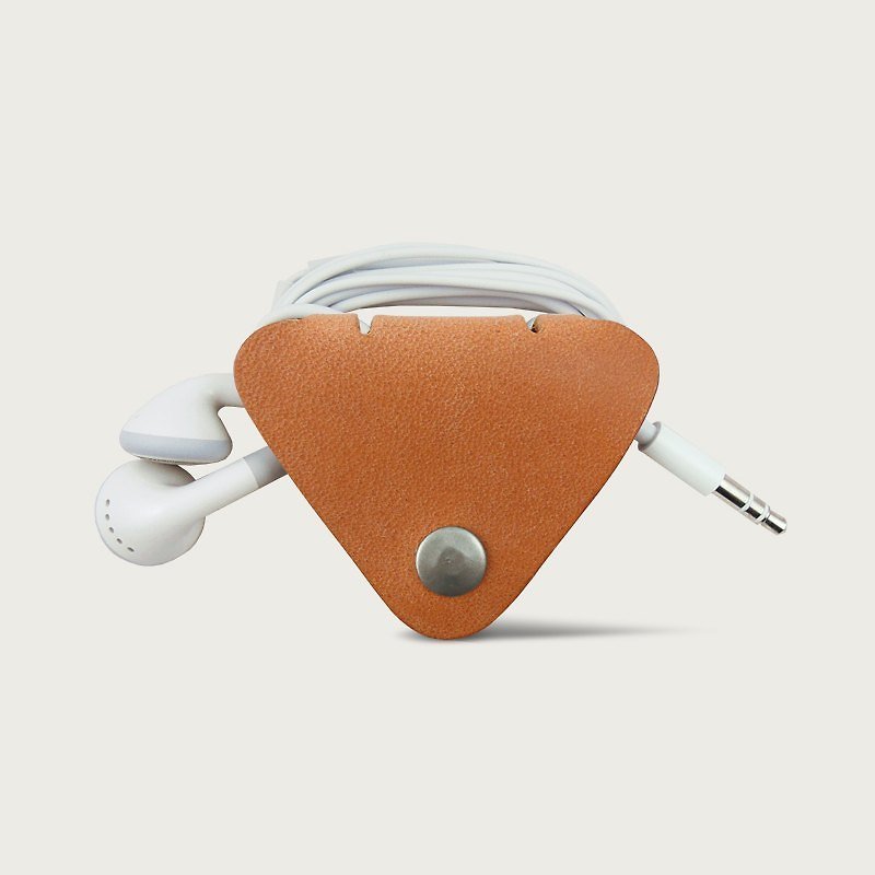 LINTZAN "handmade leather" headphone hub / Leather Storage Case - Old Orange - หูฟัง - หนังแท้ สีส้ม