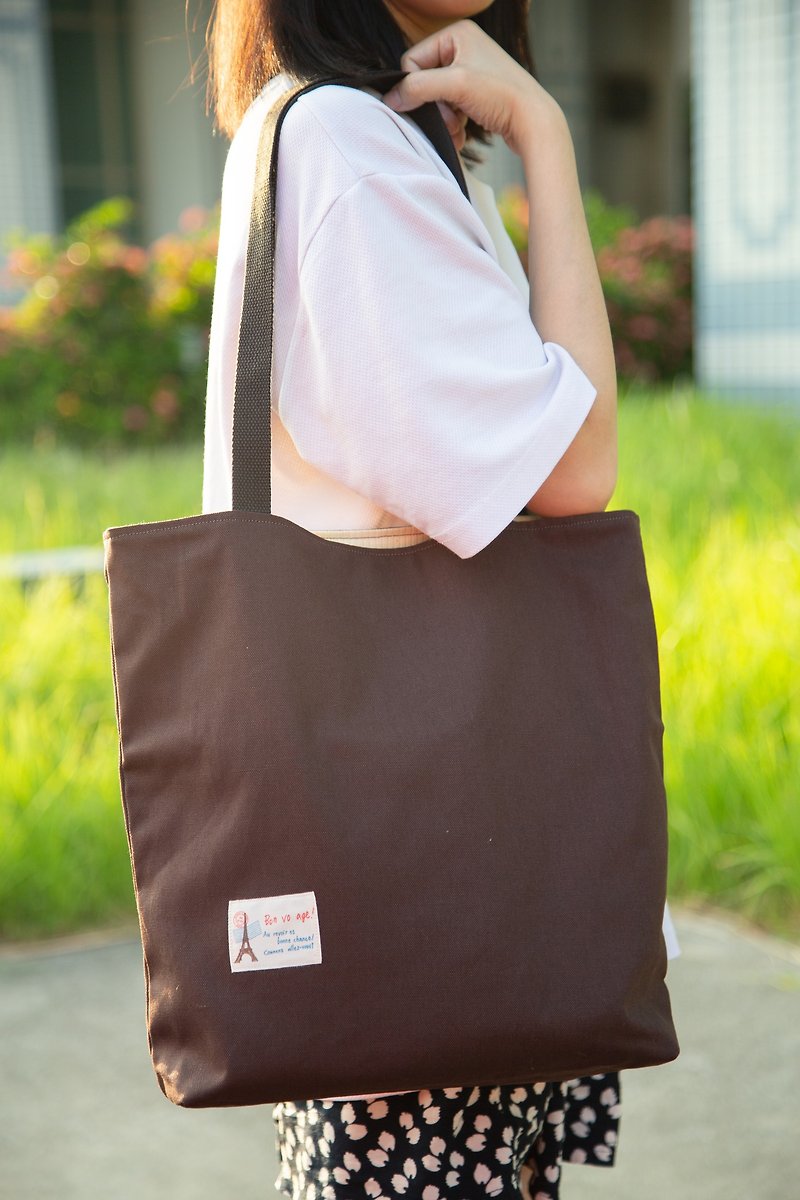 自然肩背包   一起去喝咖啡( 最強內袋設計) - 側背包/斜孭袋 - 棉．麻 咖啡色