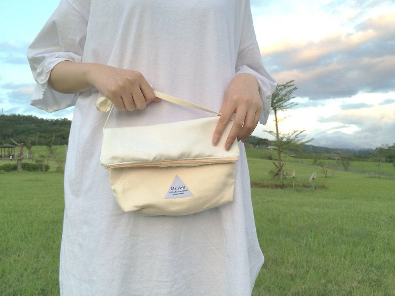 MaryWil Colorful Shoulder Bag-White/Pink Beige - กระเป๋าแมสเซนเจอร์ - วัสดุอื่นๆ ขาว