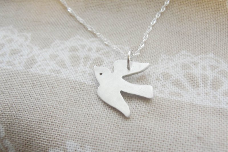 * Forest * 925 sterling silver bird necklace - classic style handmade [S06] - Necklaces - Other Materials White
