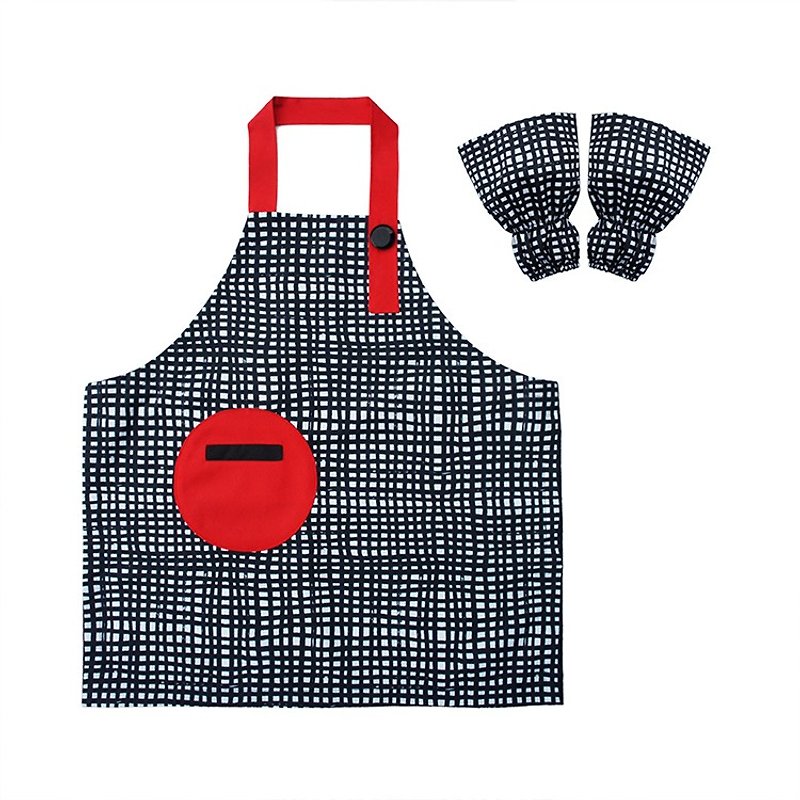 Waterproof toddler apron sleeve set, Art Craft, Painting, Gardening, Plaid Red - Other - Waterproof Material Red