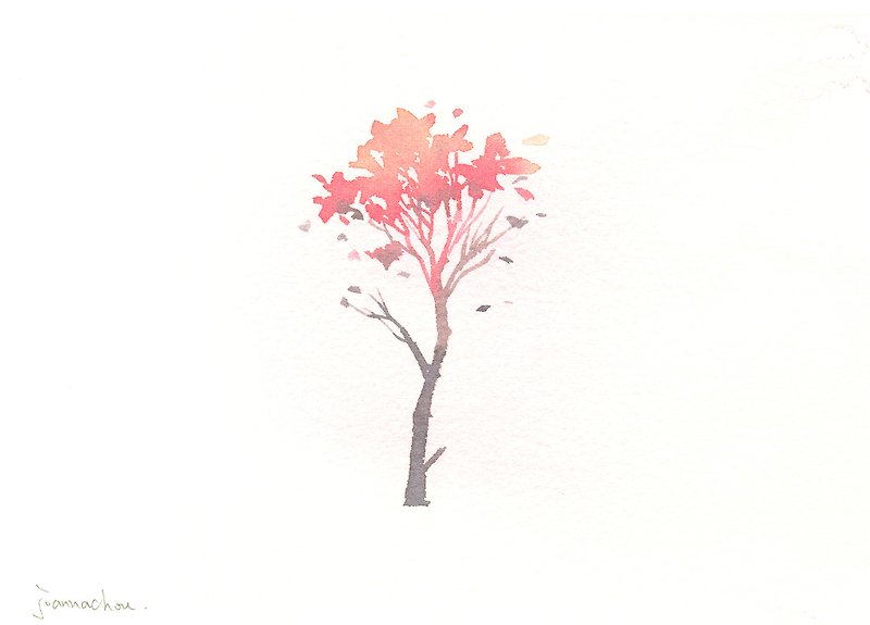 「療癒系樹林系列1-107」水彩手繪限量版明信片/賀卡 - Cards & Postcards - Paper Pink