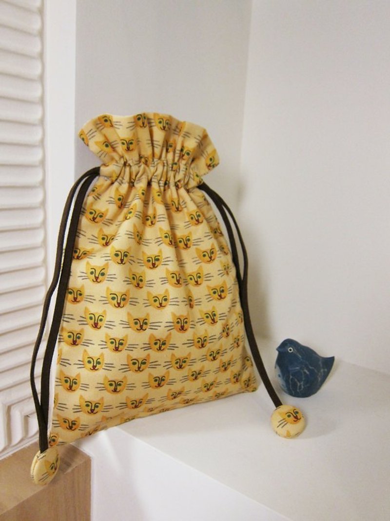 Yellow kitten drawstring pocket - Other - Other Materials Yellow