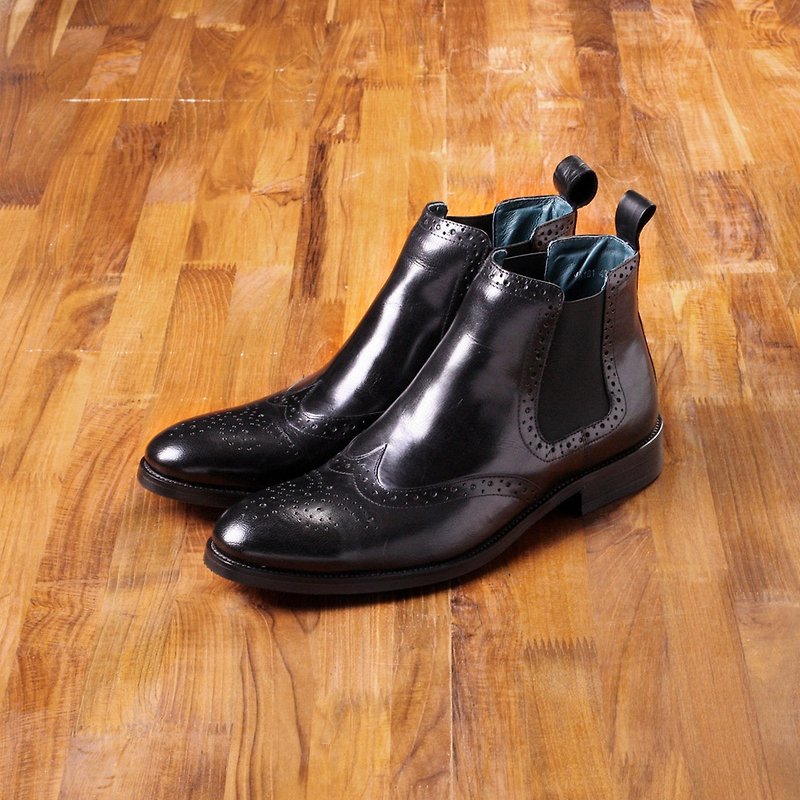 Vanger elegant and beautiful ‧ gentleman's classic chersey boots Va181 classic black - รองเท้าบูธผู้ชาย - หนังแท้ สีดำ