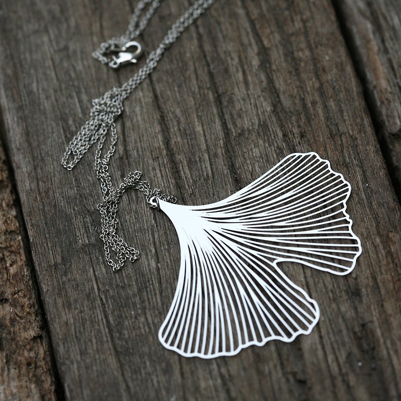 Ginkgo Necklace Ginkgo Pendant (M) - Necklaces - Other Metals 