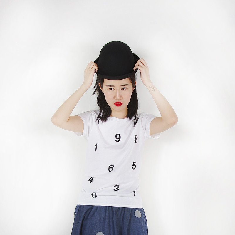 Digital T-shirt T-shirt - imakokoni - Women's T-Shirts - Cotton & Hemp White