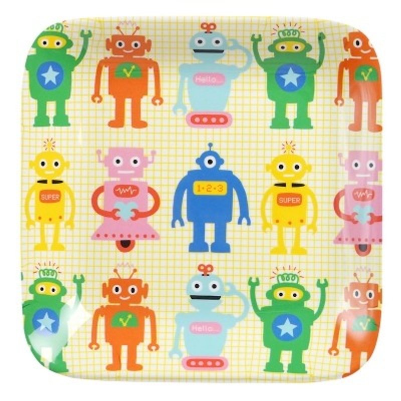 GINGER │ Denmark and Thailand Design - naughty robot square plate L - Small Plates & Saucers - Plastic 