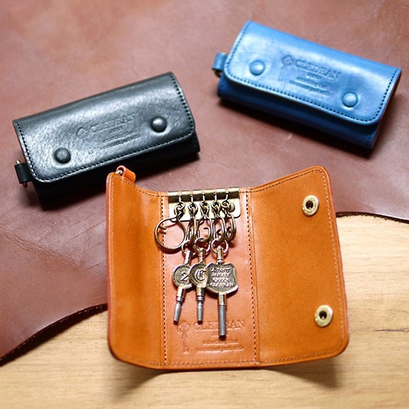 Commuter fashion leather key case made in Japan Made in Japan by CLEDRAN - Keychains - Genuine Leather Orange