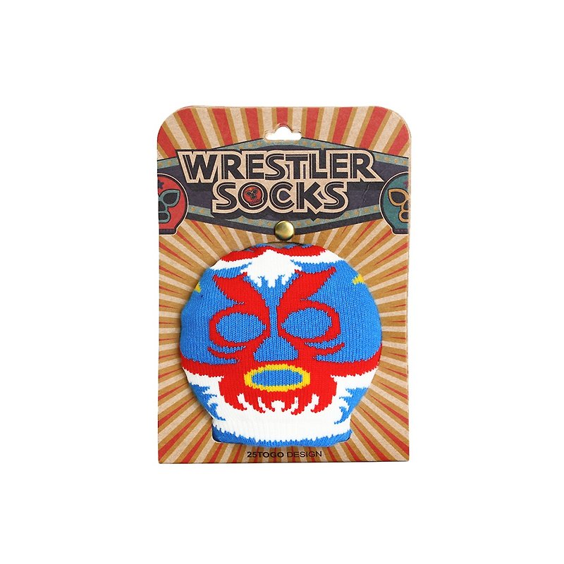 WRESTLER SOCKS Wrestling Hand Mask Socks_Sky Blue Devil Head - ถุงเท้า - วัสดุอื่นๆ หลากหลายสี
