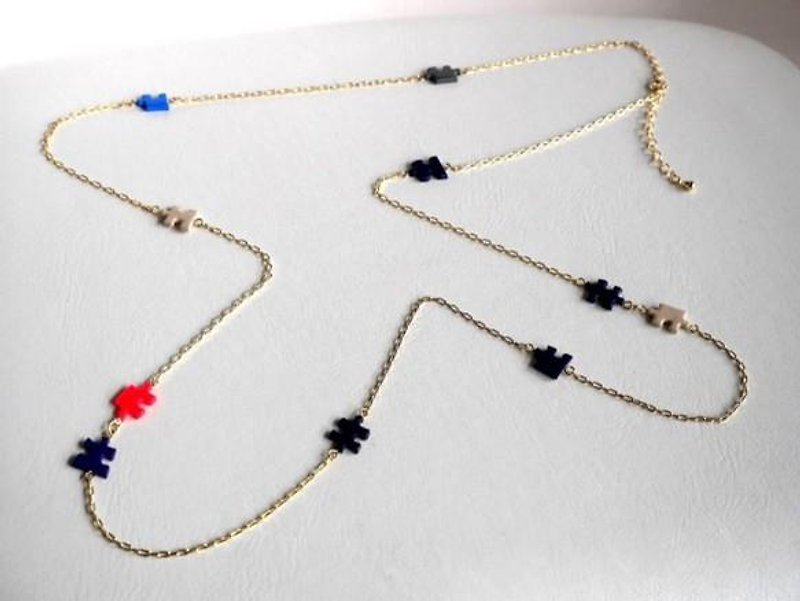 Puzzle 2WAY Navy Long necklace - Necklaces - Plastic Multicolor