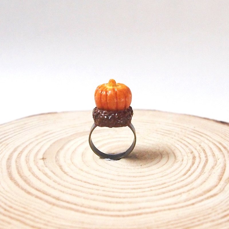 小南瓜手工手繪戒指 Handmade Pumpkin Ring - 戒指 - 其他材質 多色