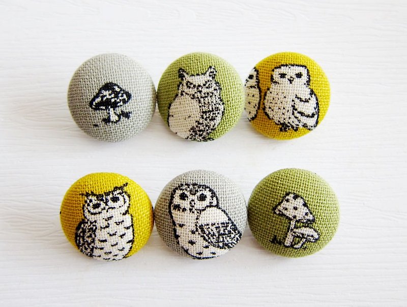 Cloth button button knitting sewing handmade material owl DIY material - เย็บปัก/ถักทอ/ใยขนแกะ - วัสดุอื่นๆ หลากหลายสี