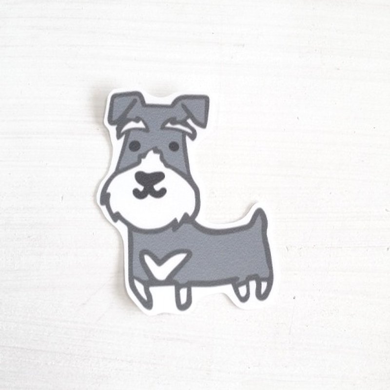 Funny stickers everywhere waterproof stickers - Schnauzer dogs - สติกเกอร์ - วัสดุกันนำ้ สีเทา