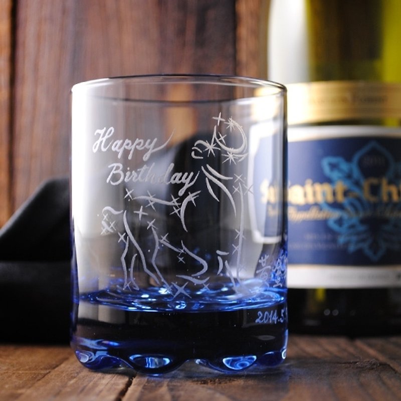 220cc [MSA] Taurus constellation cup Italian Bormioli Rococo painted deep blue lettering lettering whiskey cup glass constellation customized gifts
