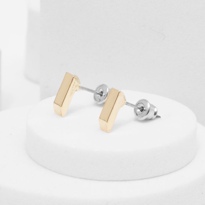Recovery 細梯型側面耳環 (金) - 耳環/耳夾 - 其他金屬 金色