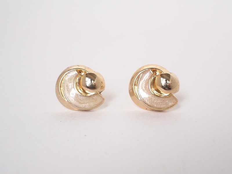 Circle dot last quarter moon Stainless Steel ear acupuncture earrings earrings 323 - ต่างหู - พลาสติก สีทอง