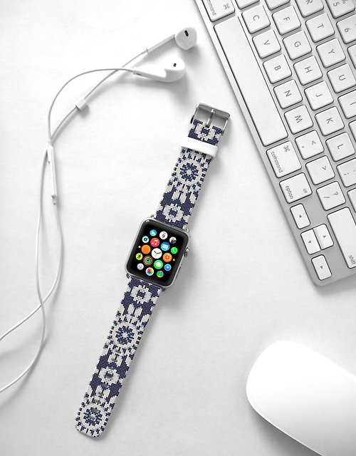 Freshion Apple Watch Series 1 , Series 2, Series 3 - Apple Watch 真皮手錶帶，適用於Apple Watch 及 Apple Watch Sport - Freshion 香港原創設計師品牌 - 馬賽克碎花圖案 29