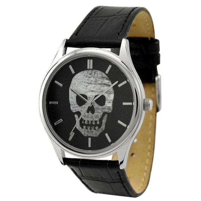 骷髏頭手錶(銀色/條釘) - 男裝錶/中性錶 - 其他金屬 灰色