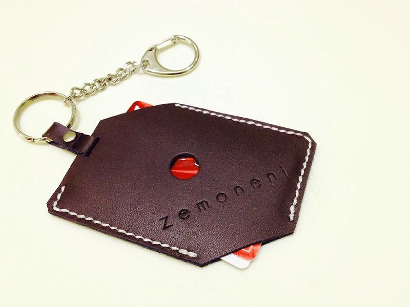 Zemoneni leather card holder in brown color - ที่ตั้งบัตร - หนังแท้ สีนำ้ตาล