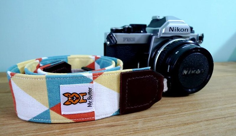 Camera strap. Sunshine geometric handmade cotton - ขาตั้งกล้อง - วัสดุอื่นๆ สีส้ม