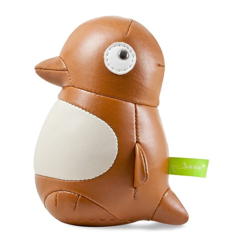 Maru Penguin 企鵝小丸皮革紙鎮-淺咖 - 裝飾/擺設  - 真皮 咖啡色