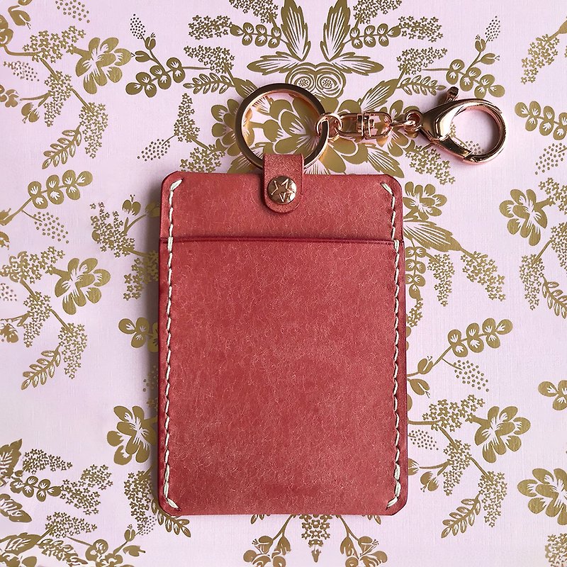 Bloom leather ticket card/ID holder/Easy card holder/customized gift - ID & Badge Holders - Genuine Leather Pink