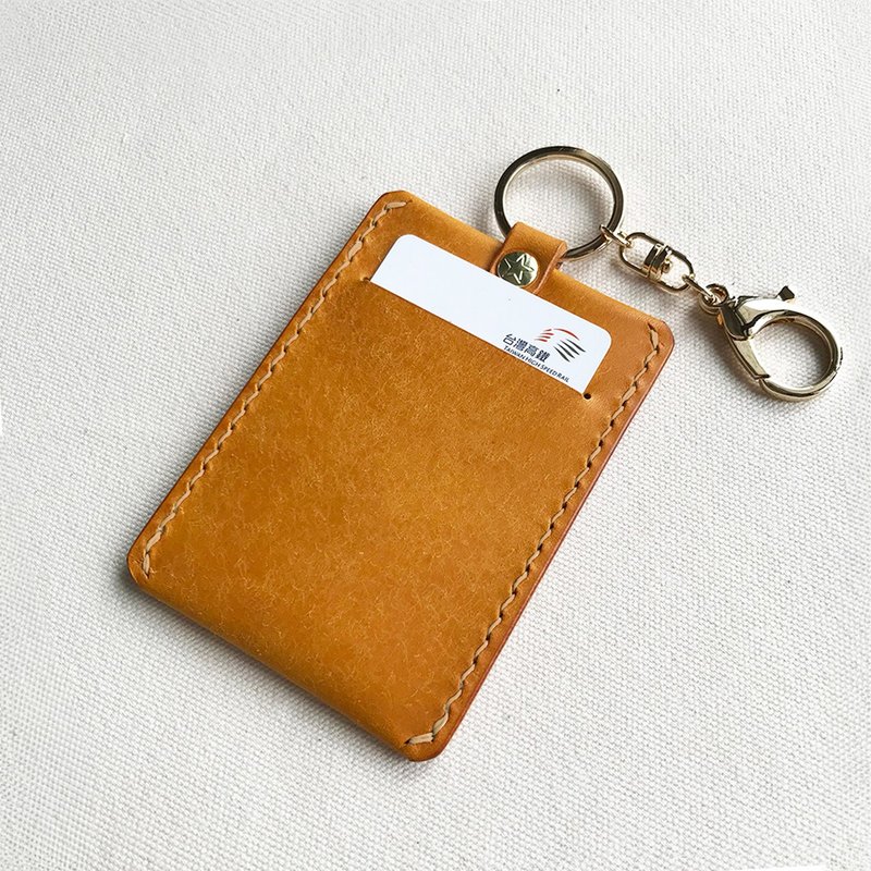 Bloom leather ticket card/ID holder/Easy card holder/customized gift - ที่ใส่บัตรคล้องคอ - หนังแท้ สึชมพู