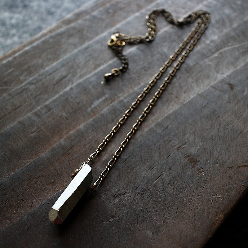 Muse natural wind series NO.159 silver long pointed brass long necklace quartz - สร้อยคอ - เครื่องเพชรพลอย สีเทา
