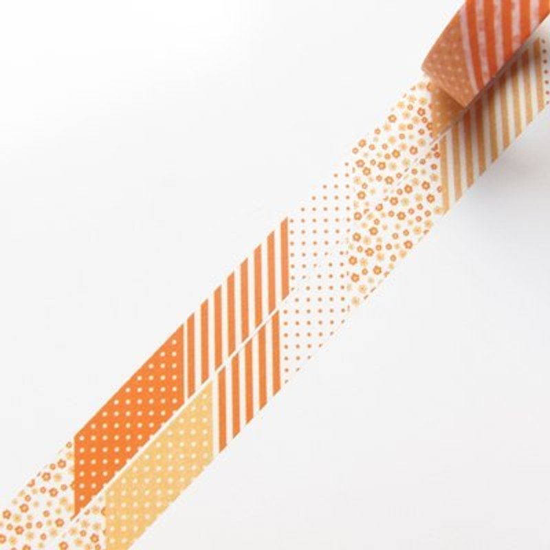 Aimez le style 和紙膠帶 (00538 碎花拼布-橘) - Washi Tape - Paper Orange