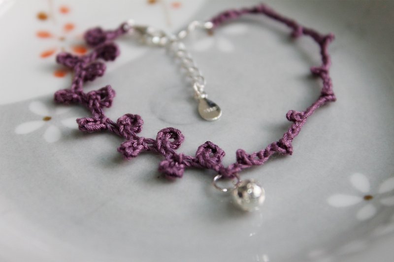Sterling silver. Paper-cut ball. Woven Bracelet - Bracelets - Other Materials Purple