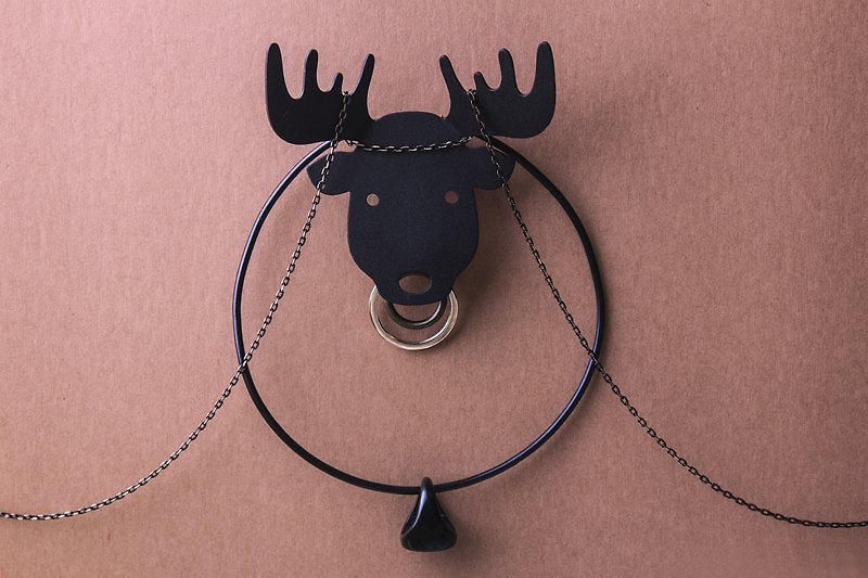 QUALY  麋鹿/花鹿/水牛 - 掛架鑰匙圈 - 鑰匙圈/鎖匙扣 - 塑膠 黑色