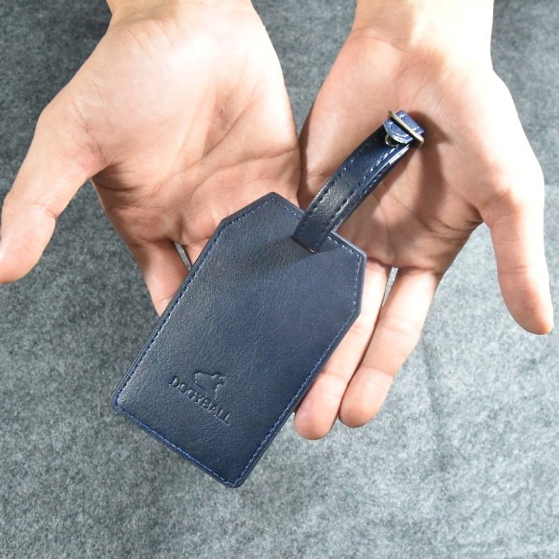 【Dogyball】Luggage Tag Card Holder Travel Accessories - Navy Blue - ที่ใส่บัตรคล้องคอ - หนังแท้ สีน้ำเงิน