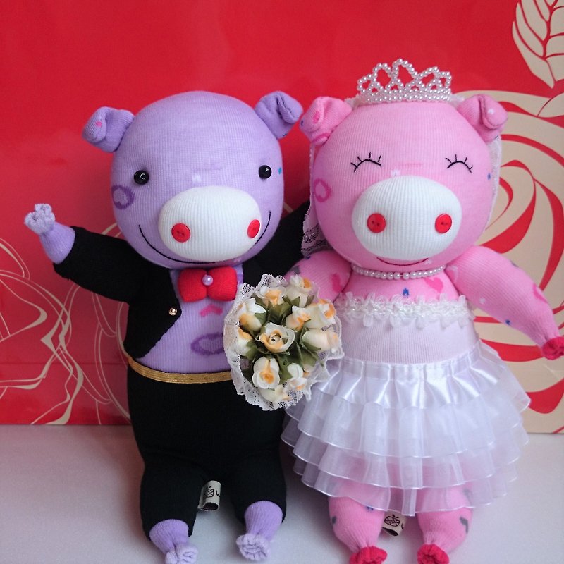 結婚式のカップルの豚（1組）/人形/ベビーソックス/結婚式の存在/新郎新婦 - 人形・フィギュア - その他の素材 