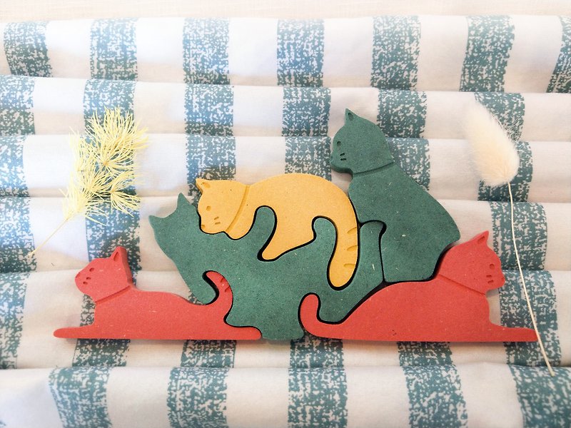 【Baby toys】Environmentally friendly wooden puzzles for playing with cats - ของเล่นเด็ก - ไม้ หลากหลายสี