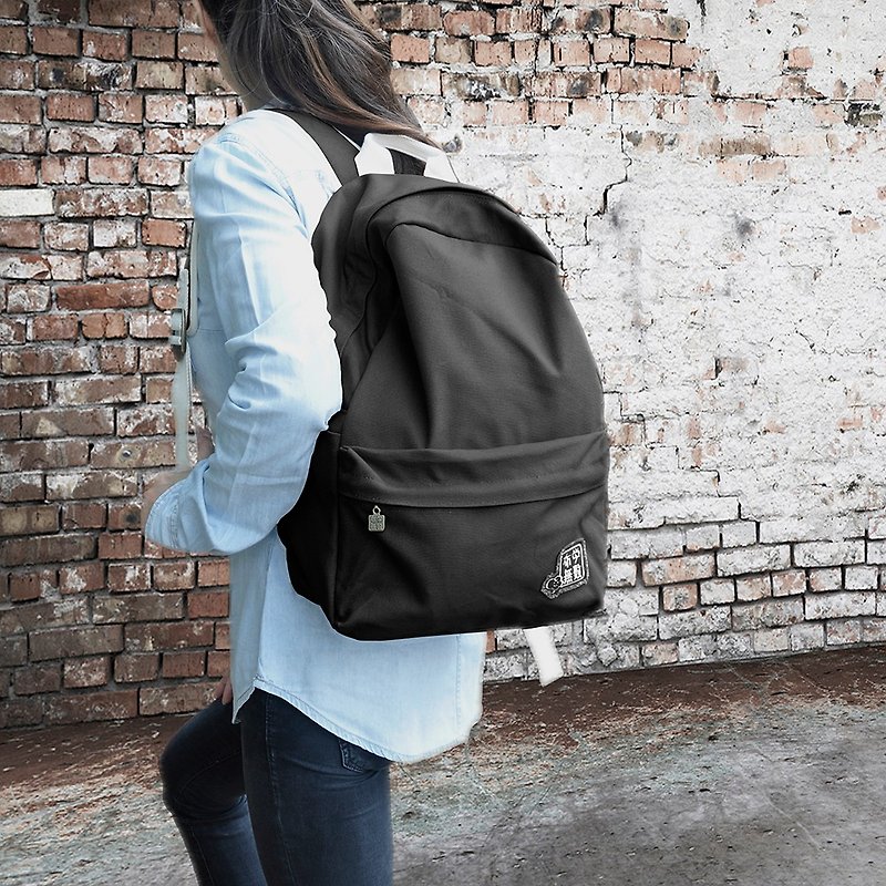 Pure Outing-Canvas Backpack-Plain Backpack-Black - กระเป๋าเป้สะพายหลัง - วัสดุอื่นๆ สีดำ