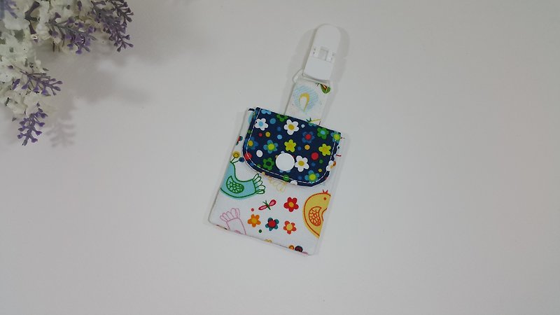 Chicks tweeted safe talisman bag clip - Omamori - Cotton & Hemp White